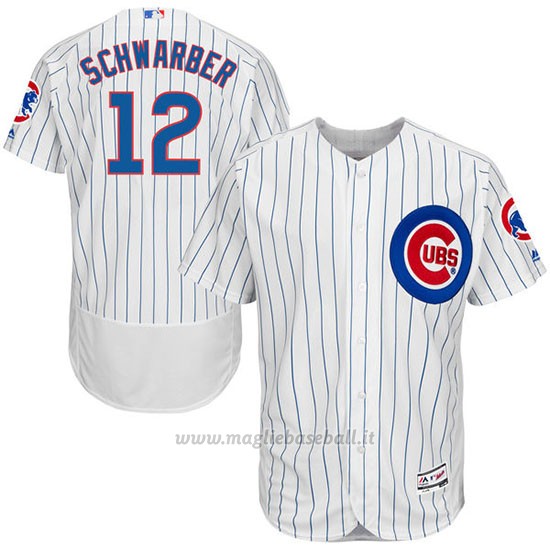 Maglia Baseball Uomo Chicago Cubs 12 Kyle Schwarber Autentico Collezione Bianco Flex Base